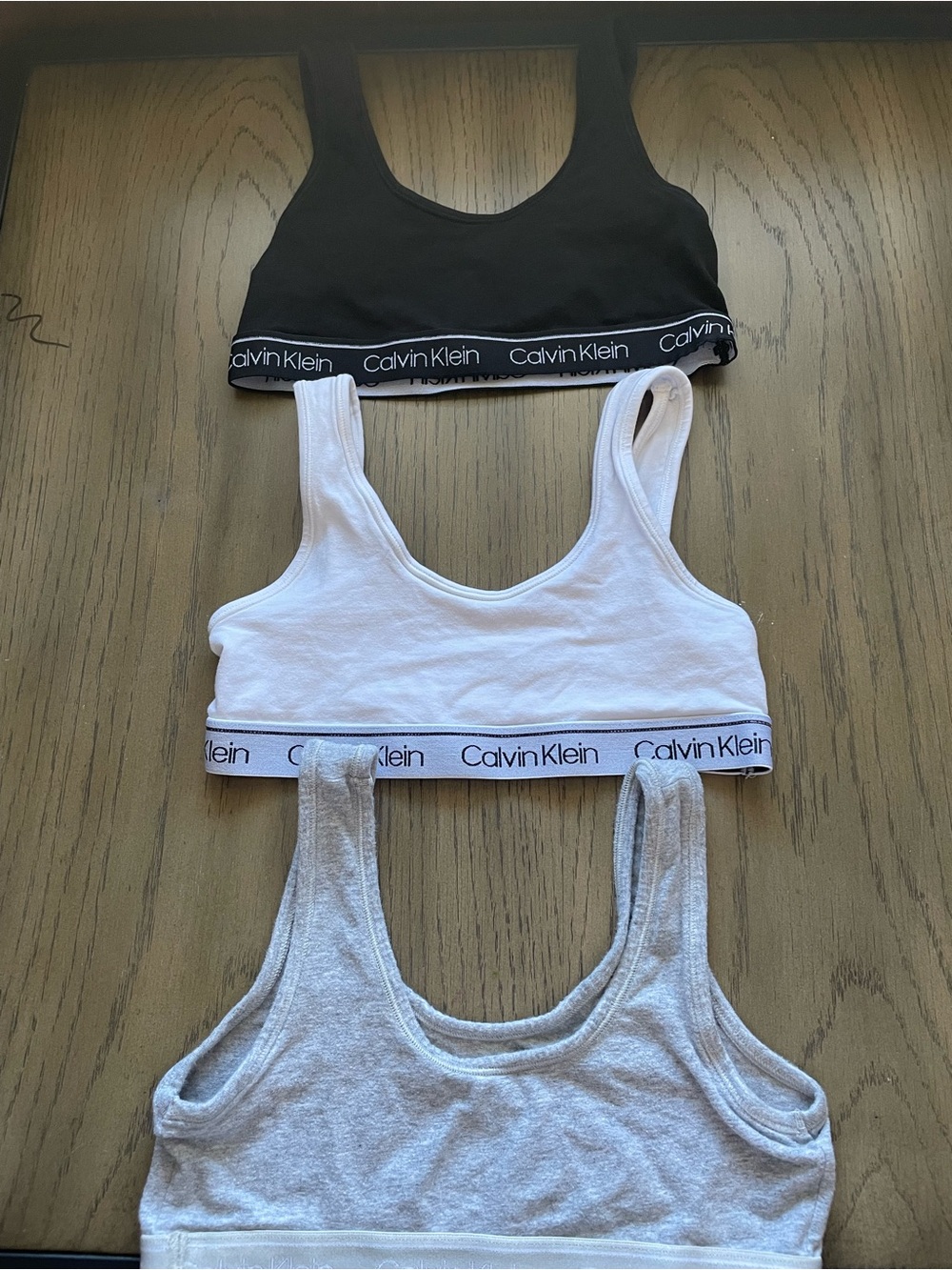Calvin Klein girls Cotton Logo Bralette - Black/White/Gray( size: M7/8)